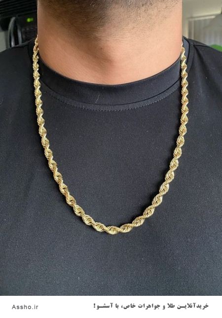 زنجیر طلا مدل طنابی مردانه